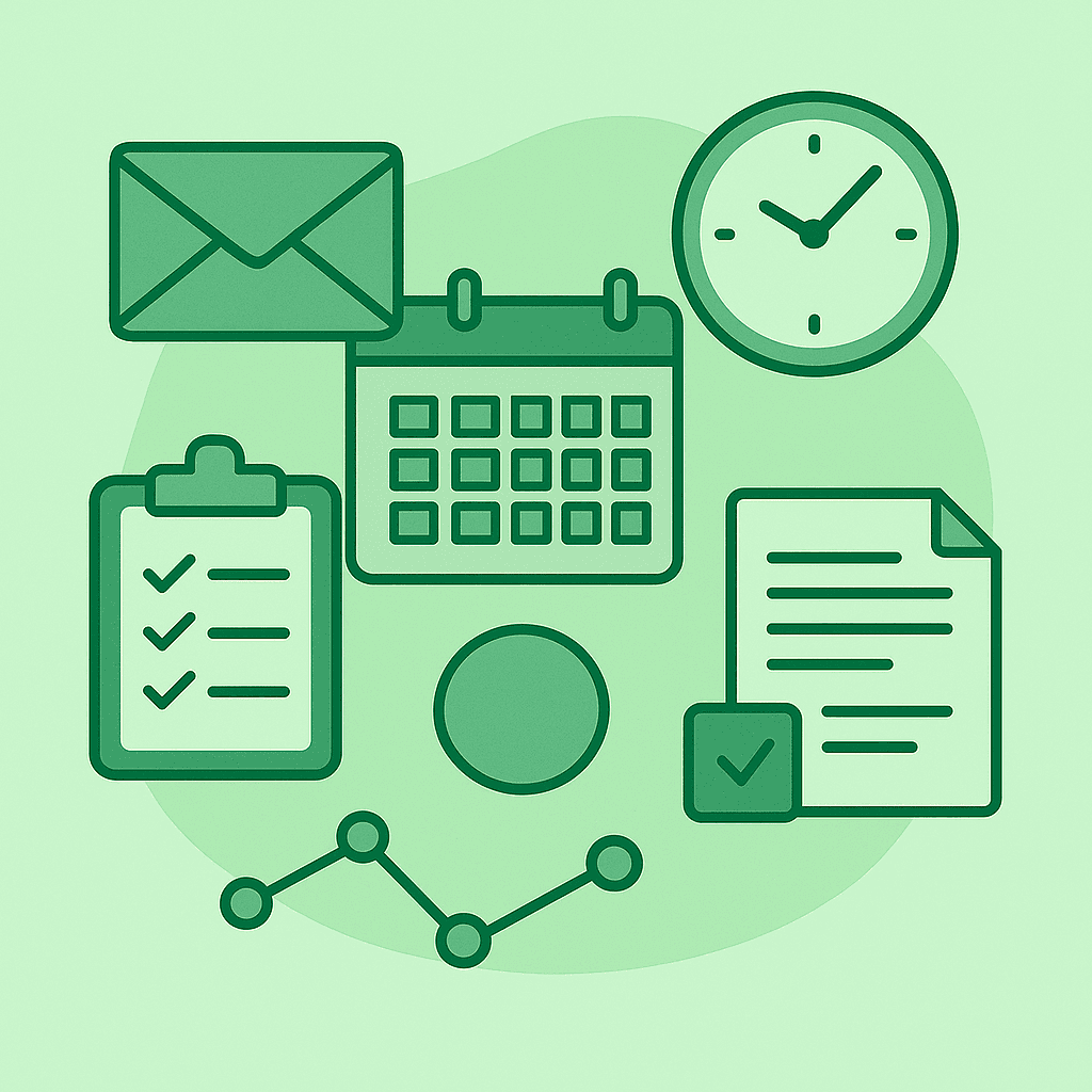 Administrative professional organizing schedules and documents